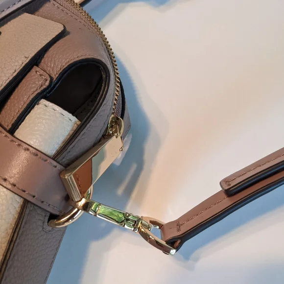 Michael Kors Mercer Medium Tri-Color Pebbled Leather Belted Satchel - Picture 12 of 14